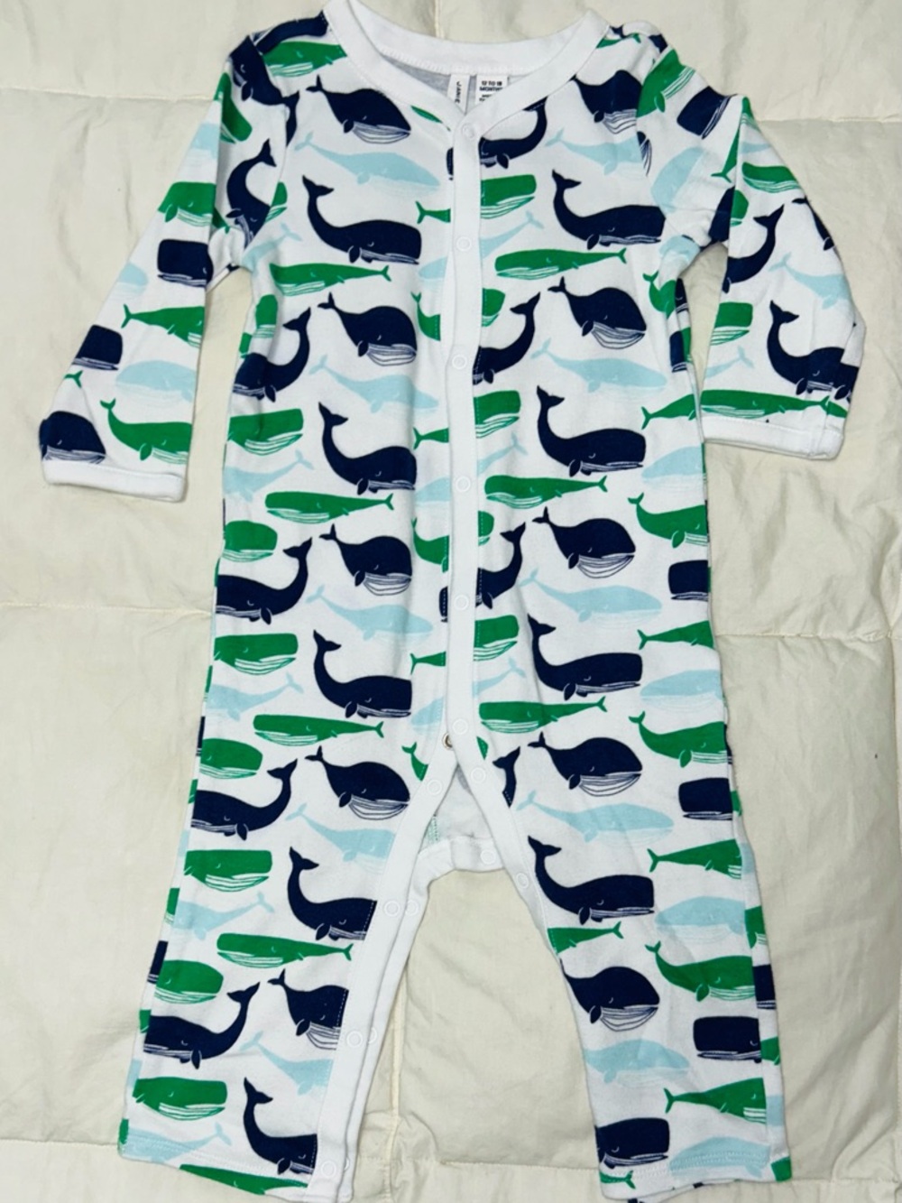 Janie and Jack whale print romper sz 12-18 months like new condition